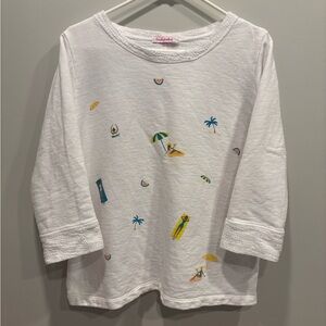 Fresh Produce White 3/4 sleeve sweatshirt